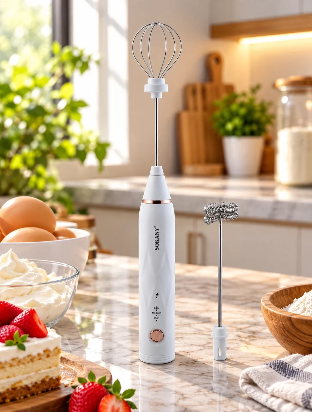 SOKANY SK-201A Rechargeable Electric Hand Mixer – USB Charging, Double Whisk Heads & Silent Operation